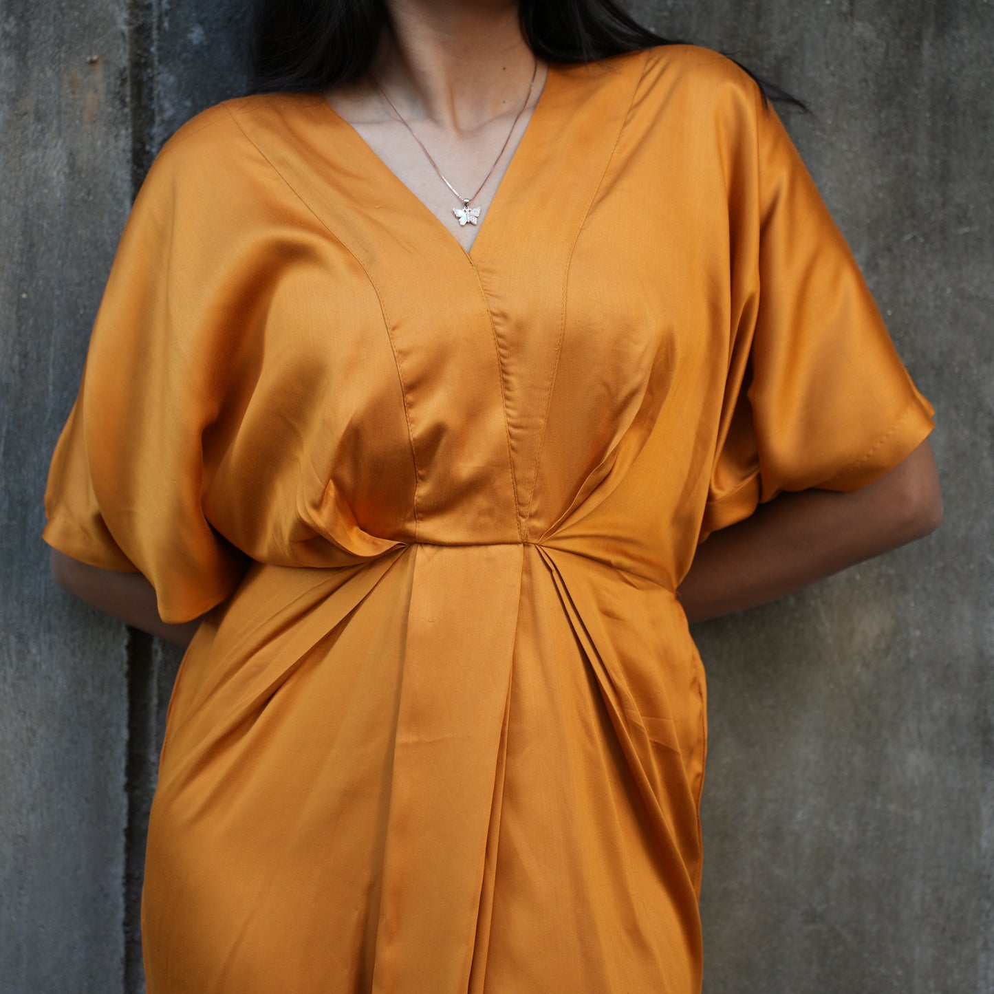 Mustard yellow modal short dress