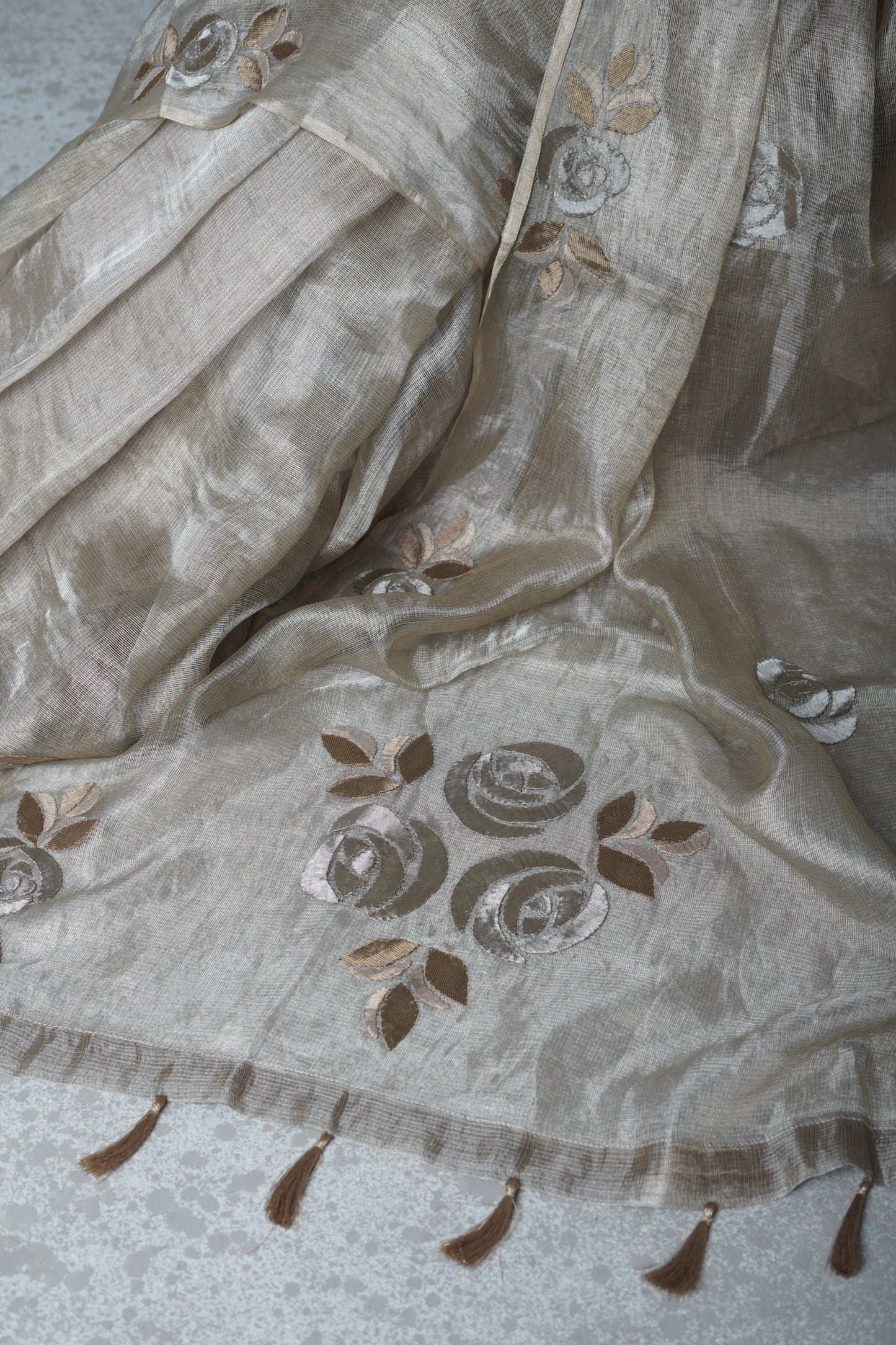 Saree with roses patchwork