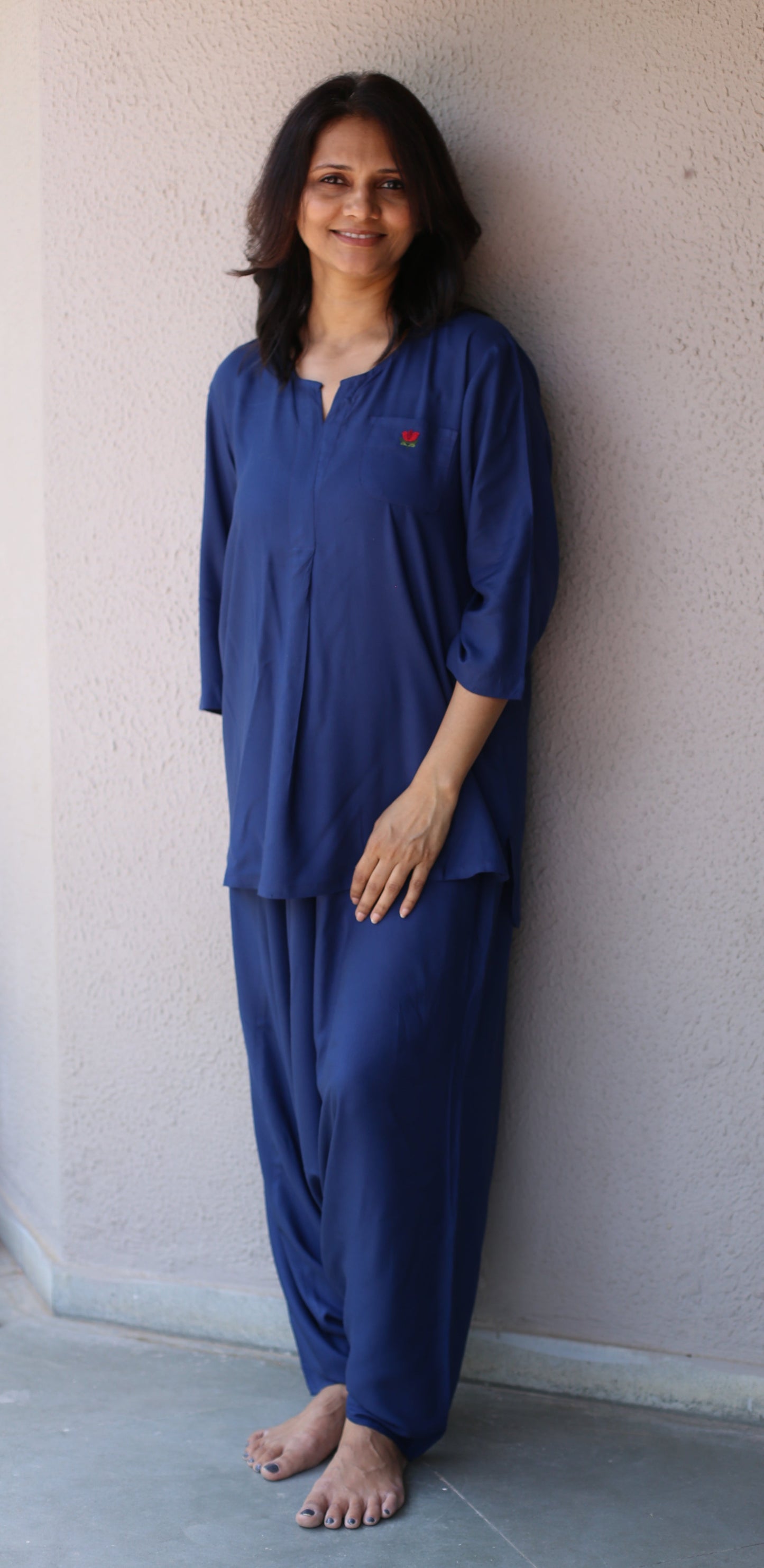 Blue top with dhoti