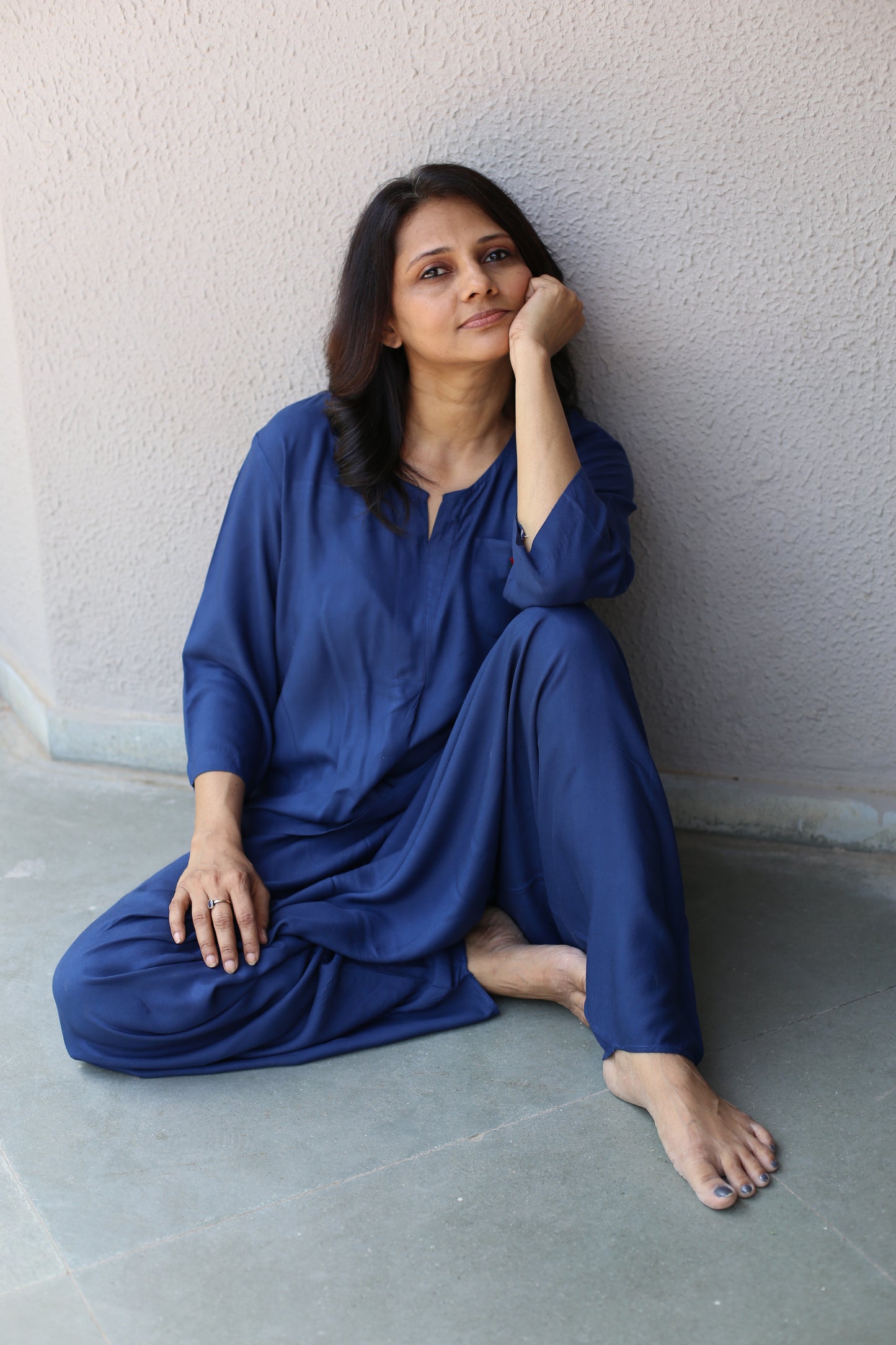 Blue top with dhoti