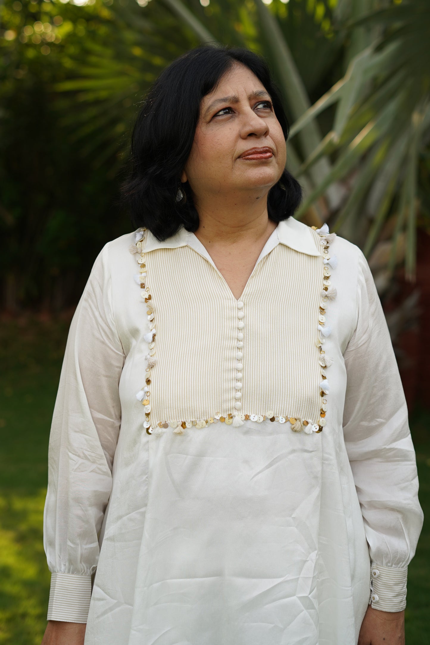 Silk dhoti set with coin work yoke