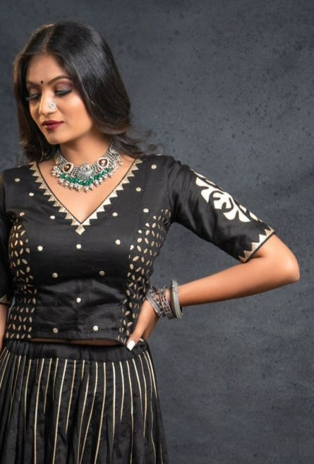 Flaired Kalidar Ghagra with Applique work Blouse