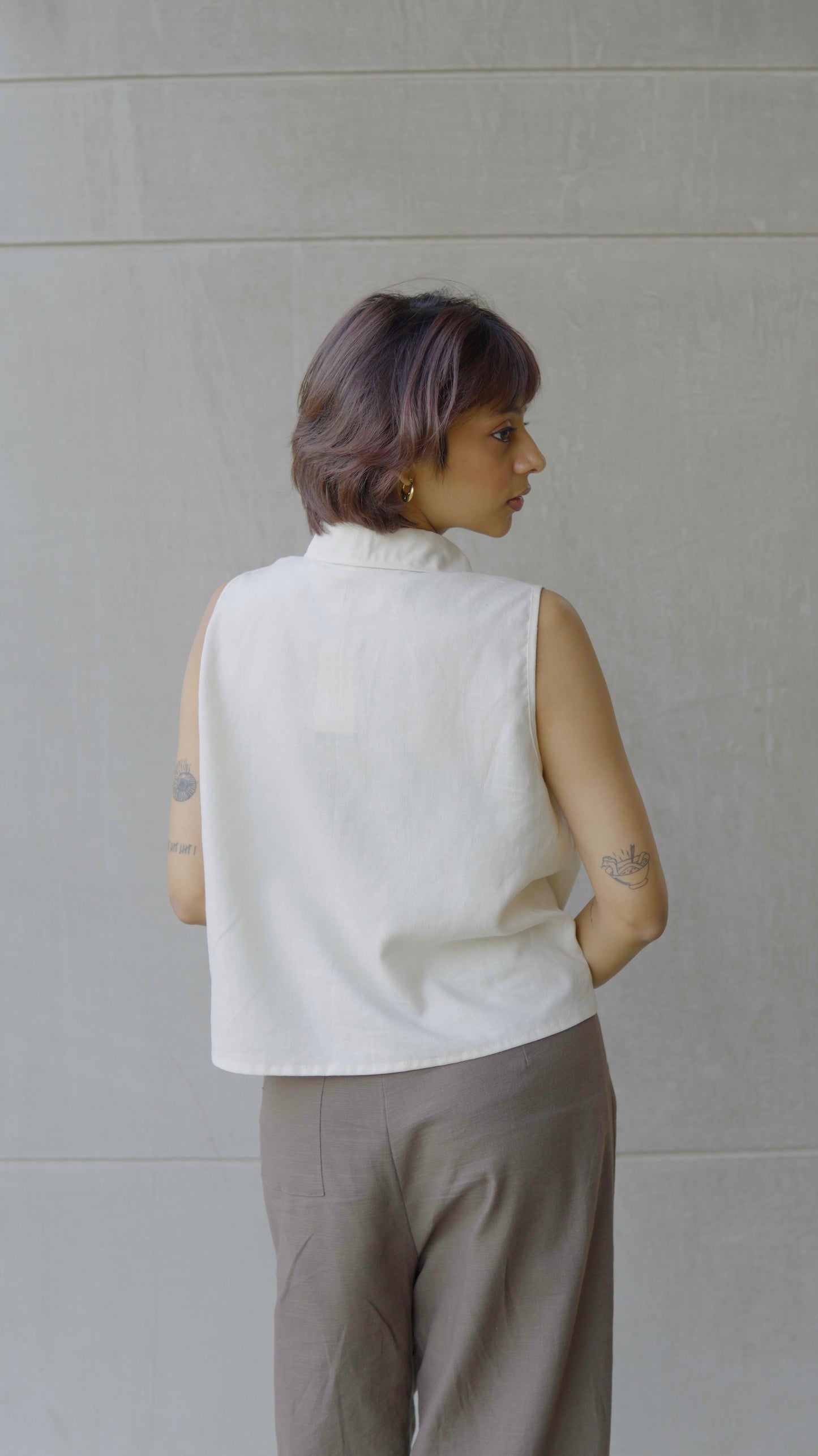 White Linen Crop Top