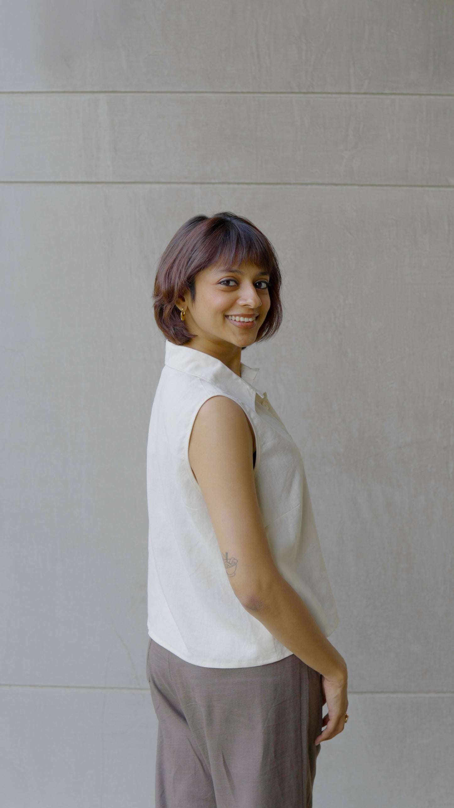 White Linen Crop Top
