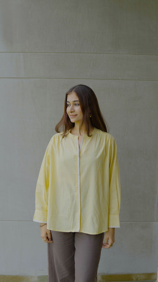 Yellow White Smocking Shirt