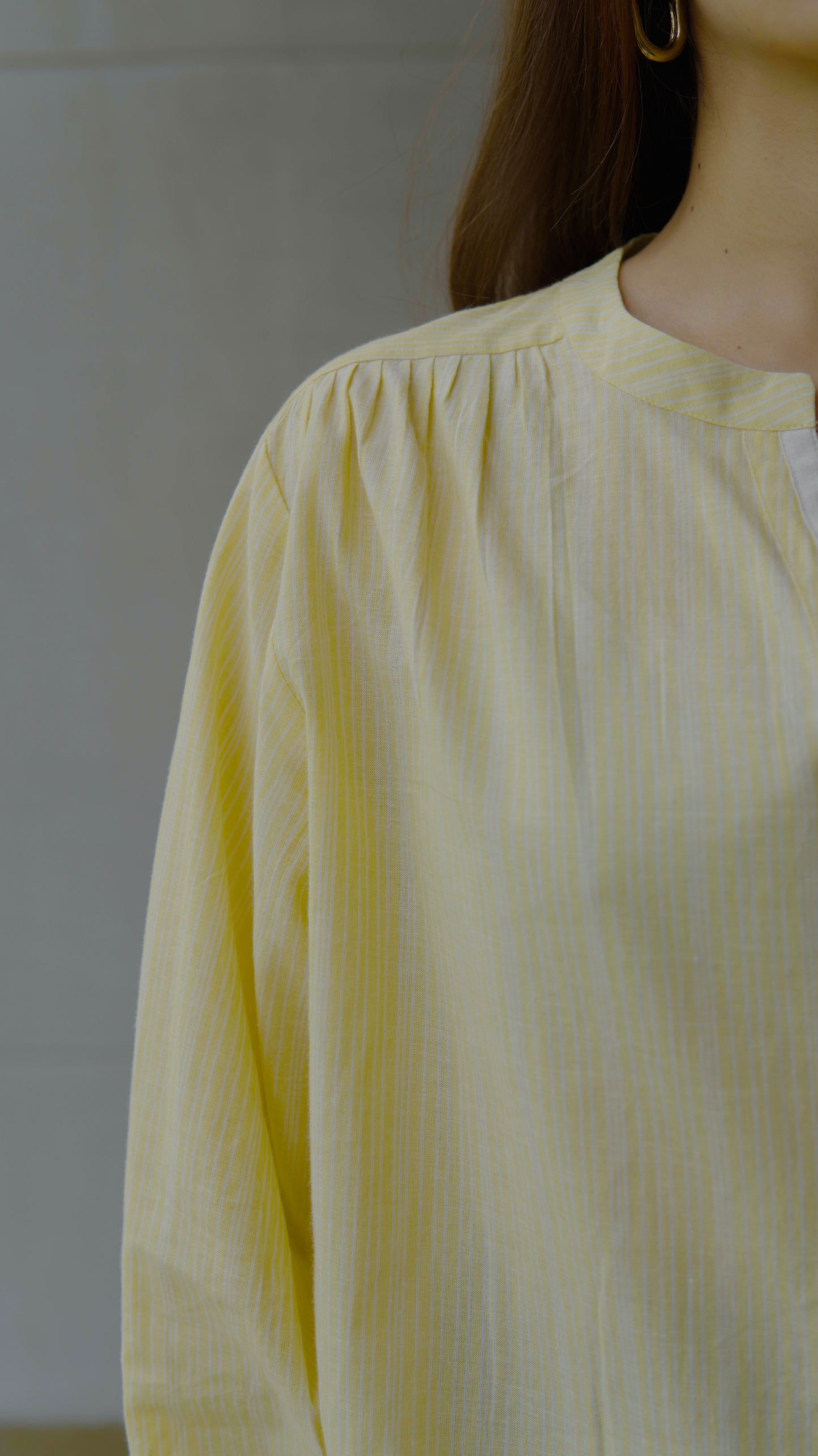 Yellow White Smocking Shirt