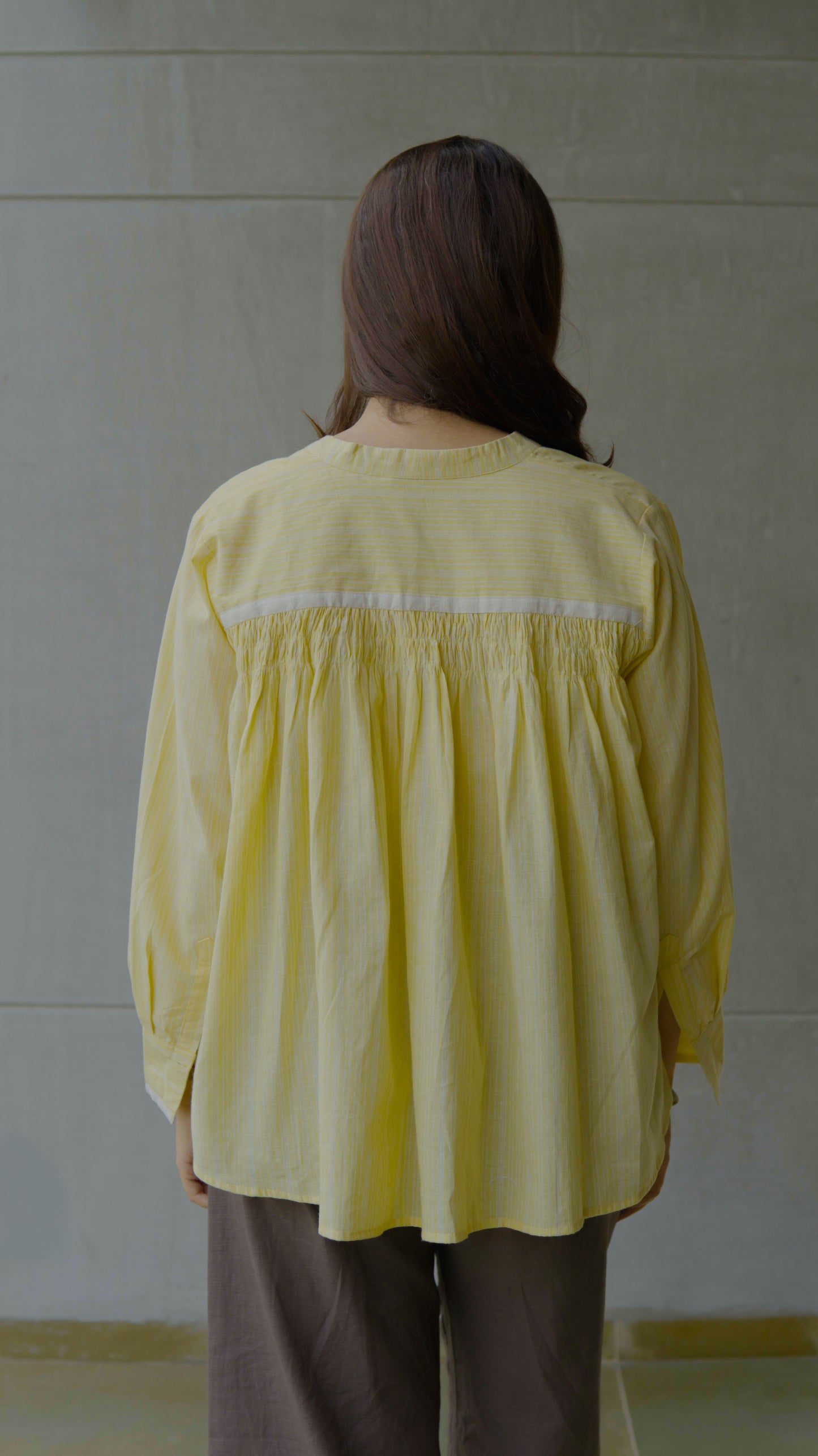 Yellow White Smocking Shirt
