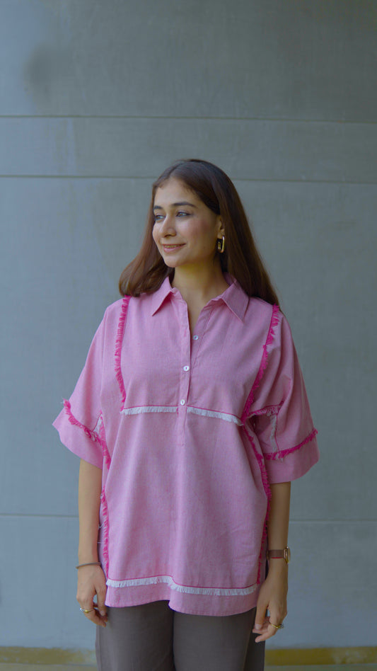 Soft Pink Frayed Top