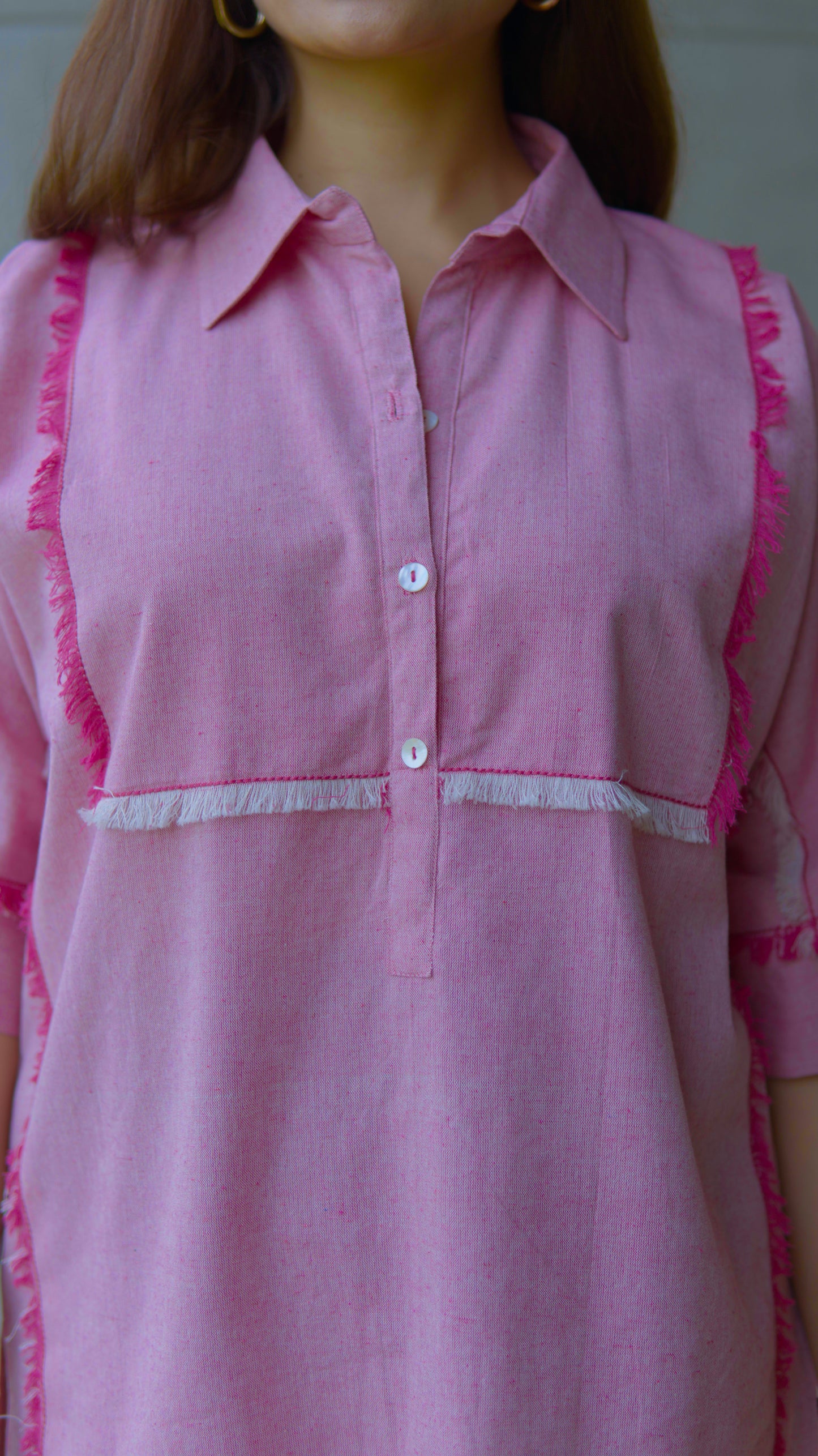 Soft Pink Frayed Top