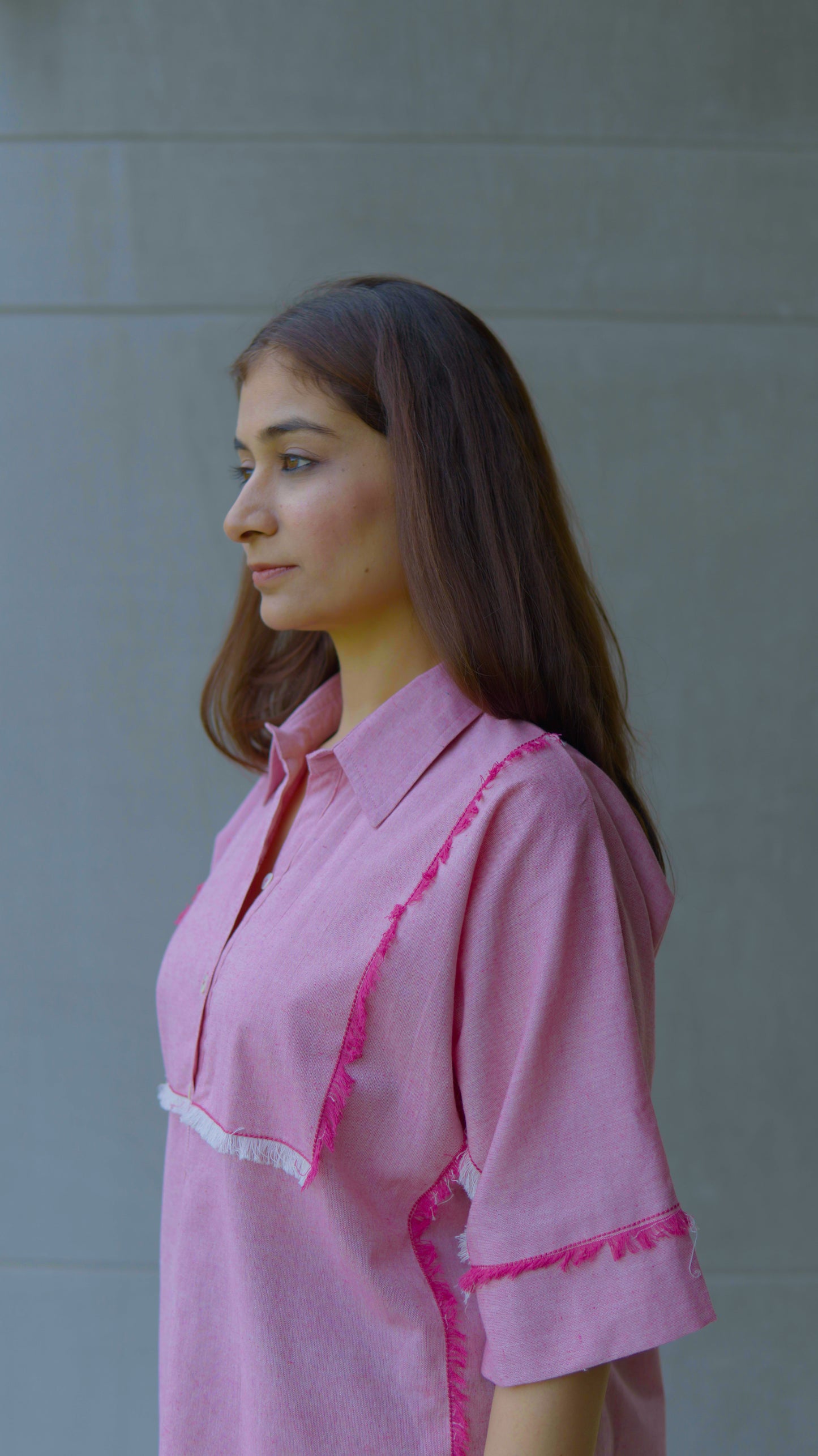 Soft Pink Frayed Top