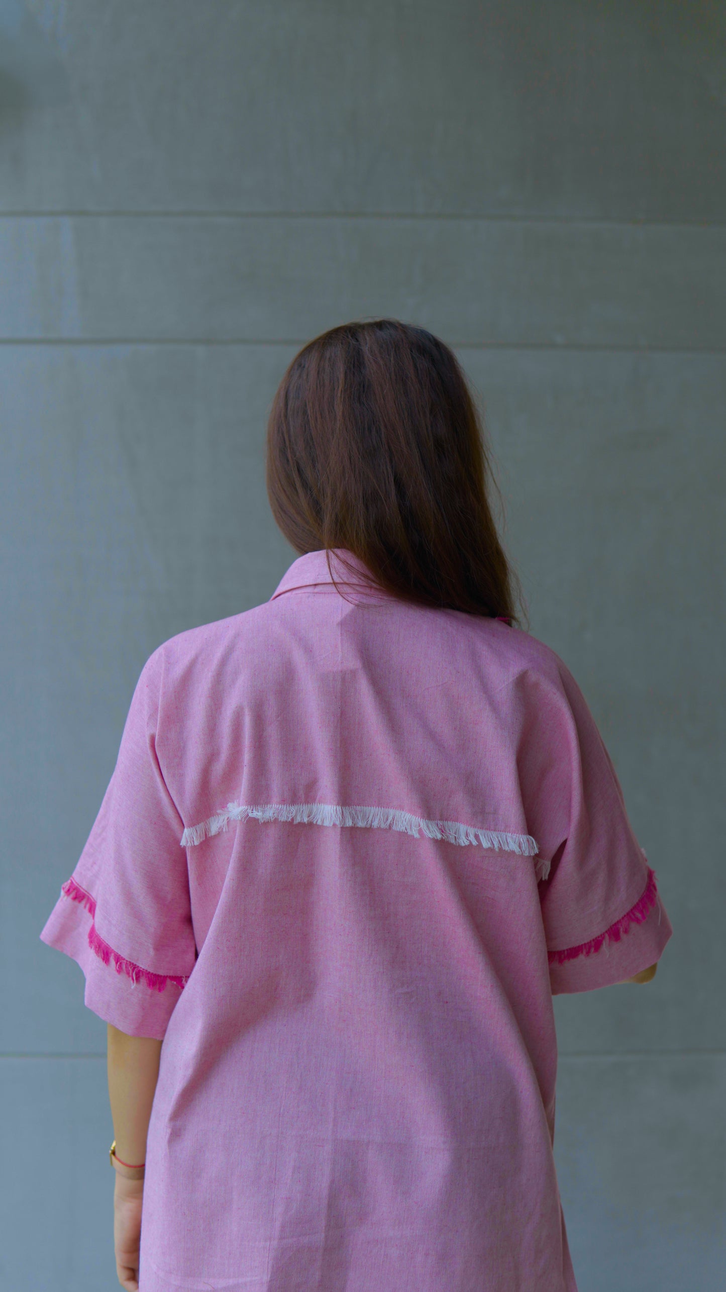 Soft Pink Frayed Top