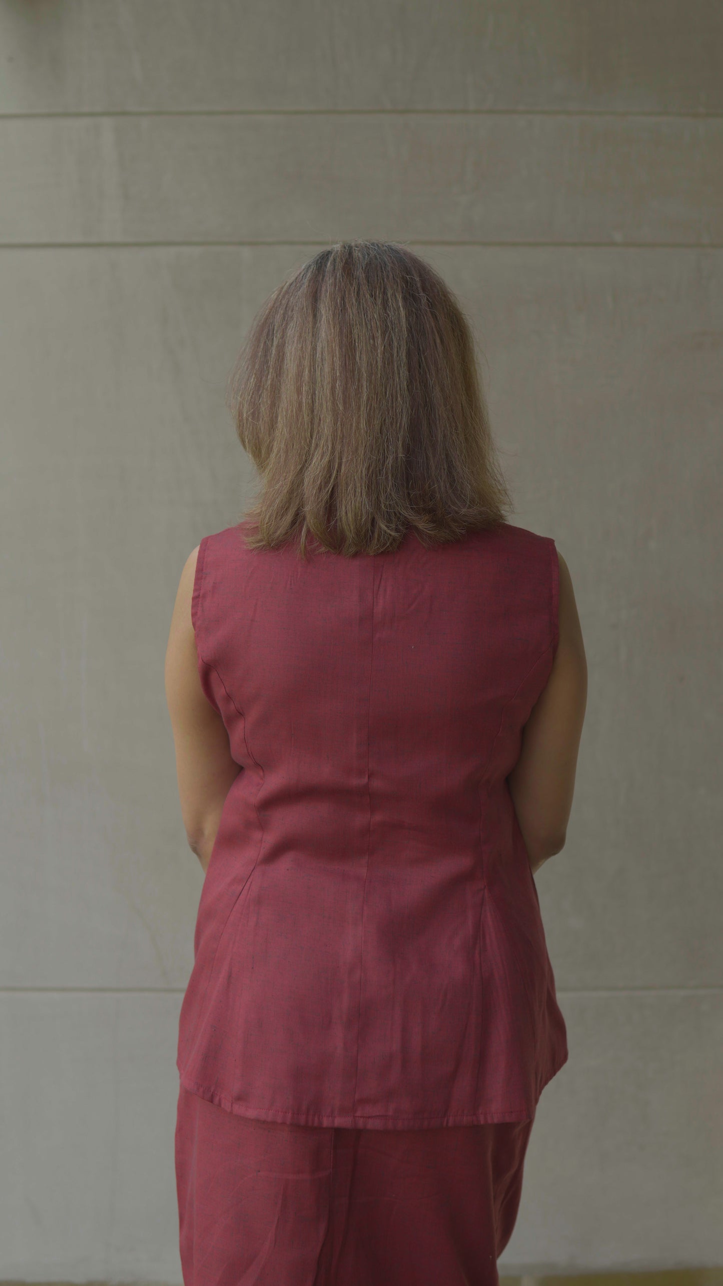 Maroon Khadi Top and Skirt