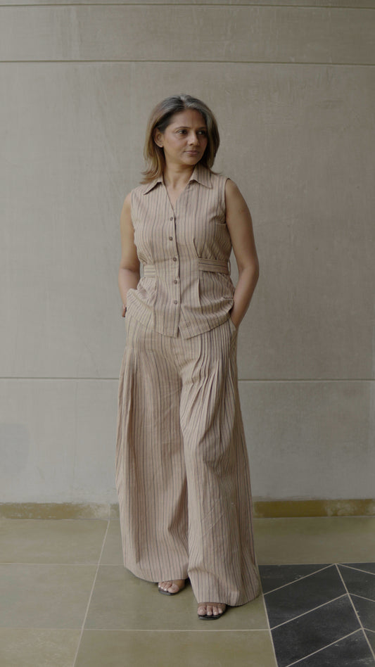 Beige Black Stripe Pant
