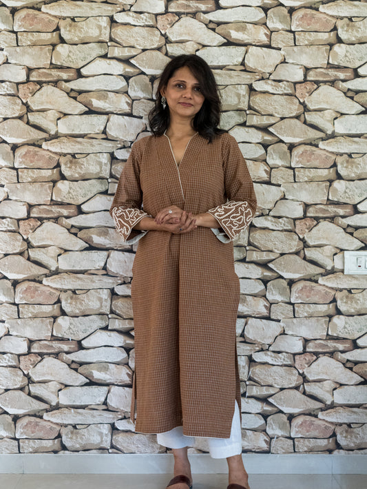 Kurta with cording detailing on sleeves