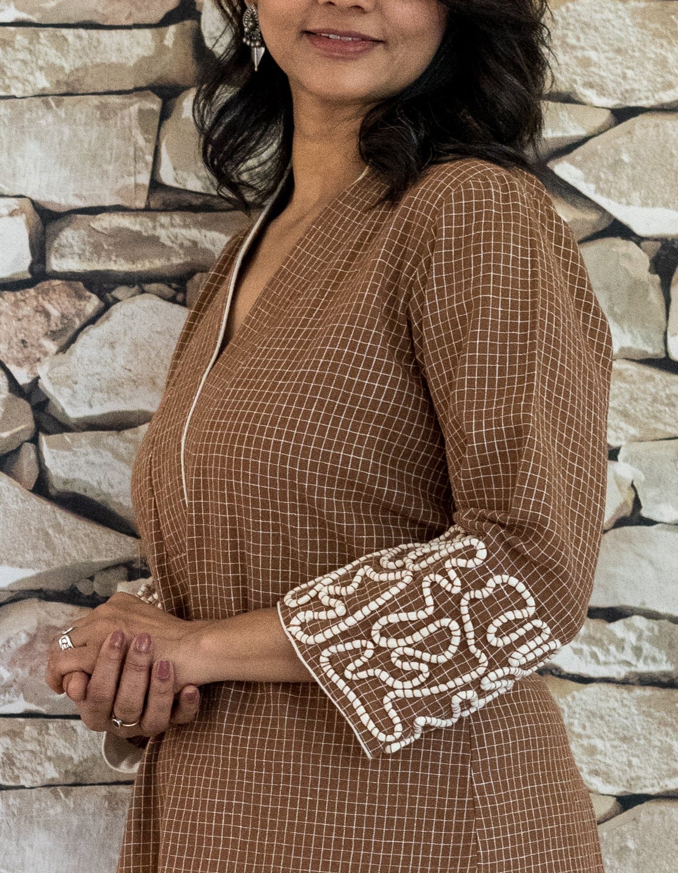 Kurta with cording detailing on sleeves