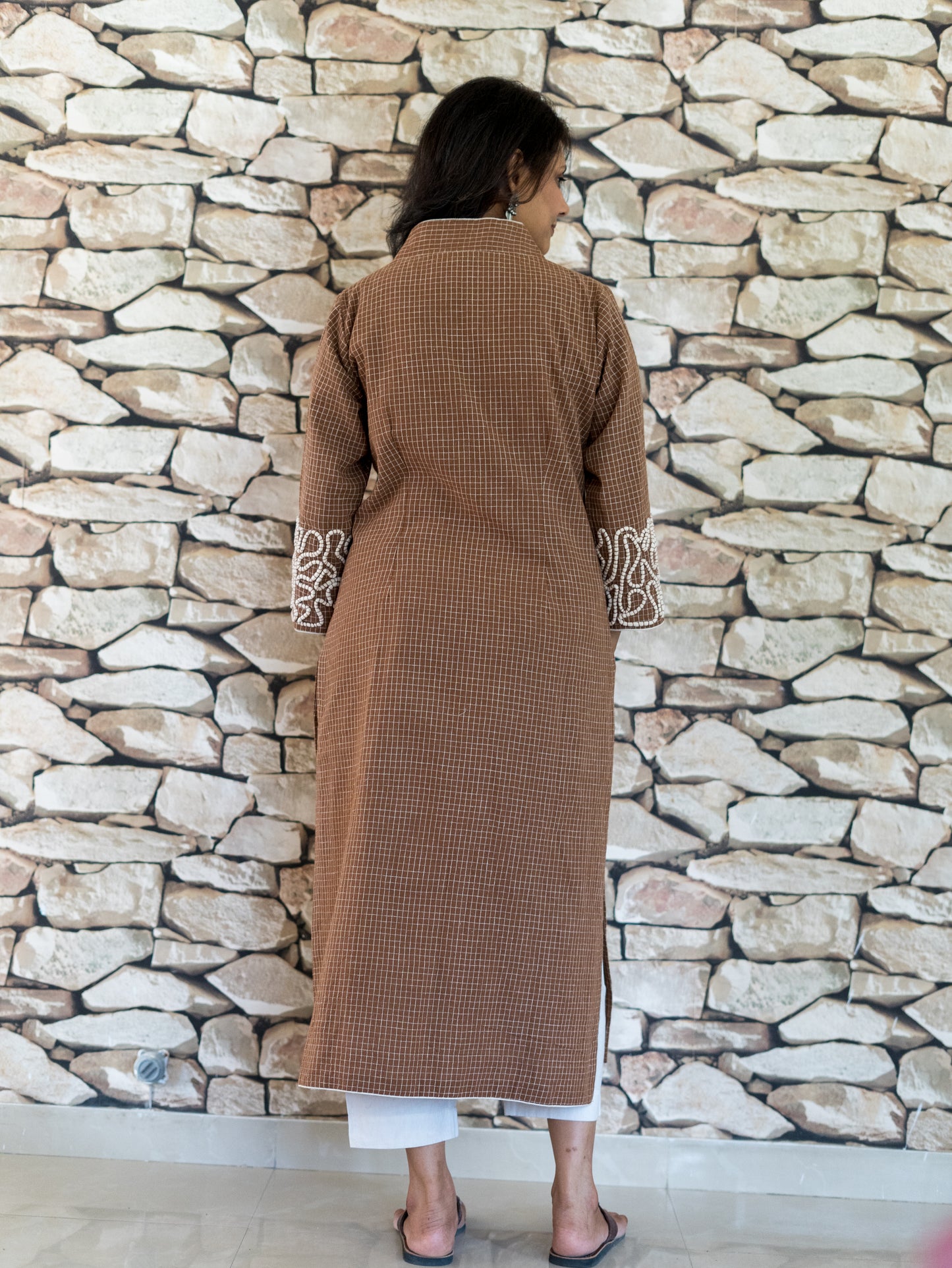 Kurta with cording detailing on sleeves