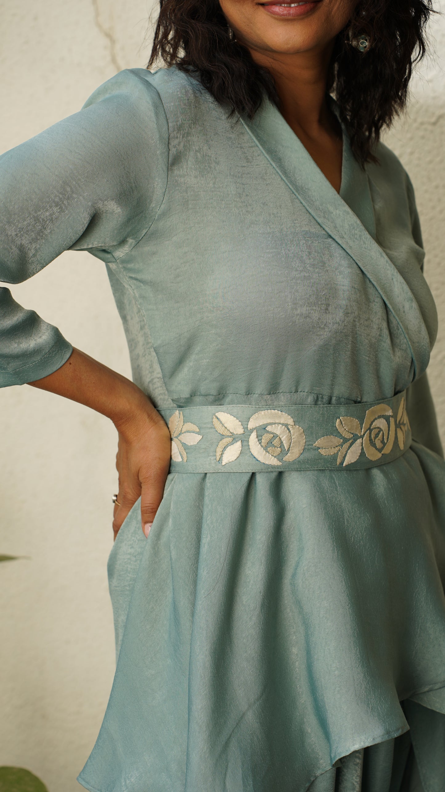 Over lapped top with dhoti