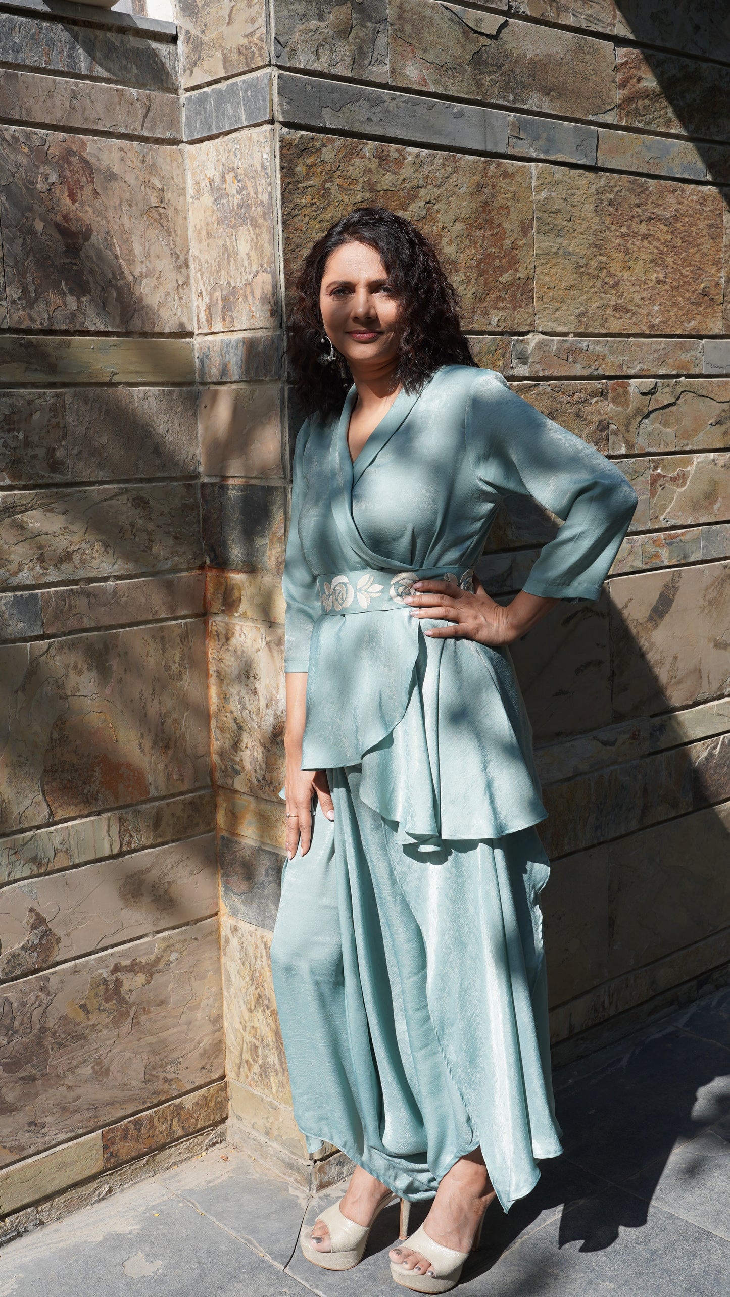 Over lapped top with dhoti