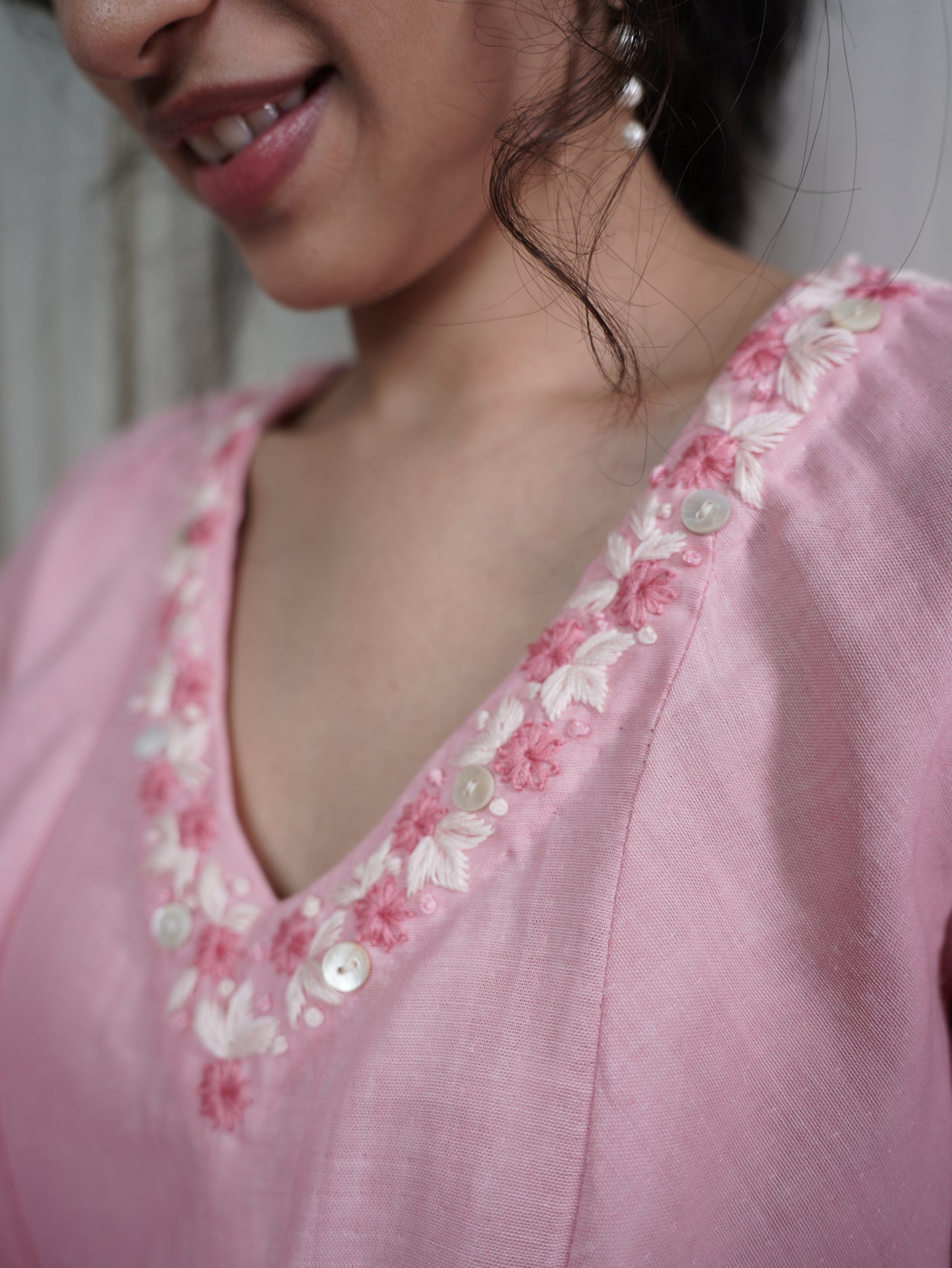 Kalidar dress with embroidered neck