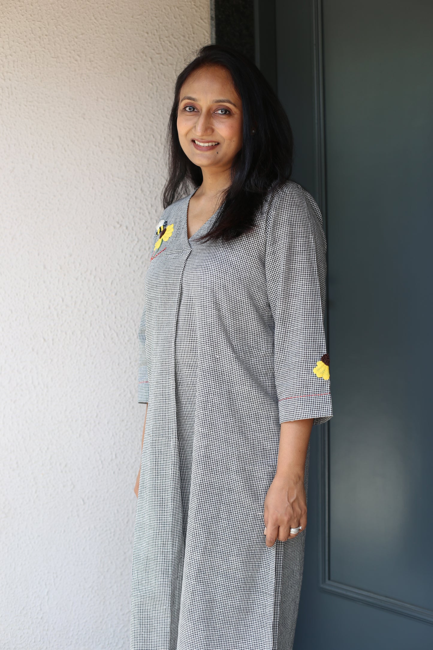 Kurti with sunflower/bee embroidery