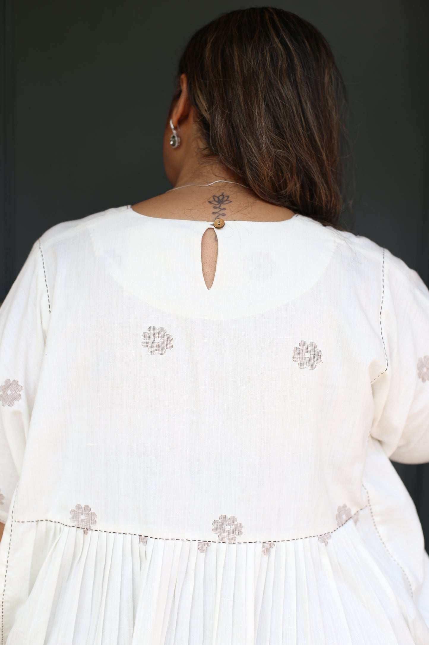 Off white jamdani kaftan top