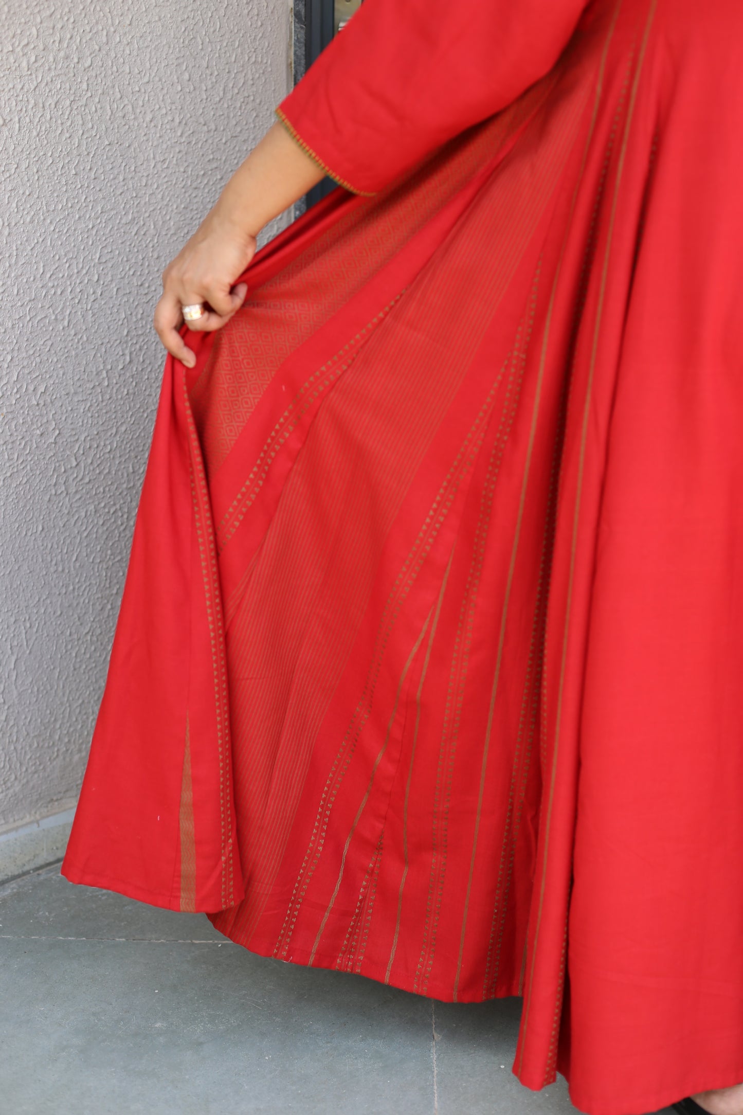 Cotton weaving strips kalidar dress