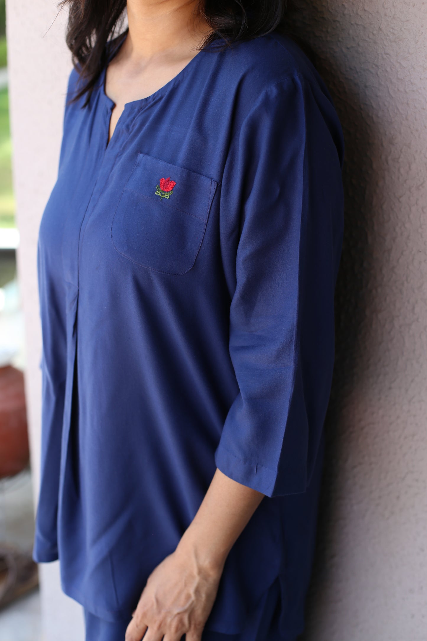 Blue top with dhoti