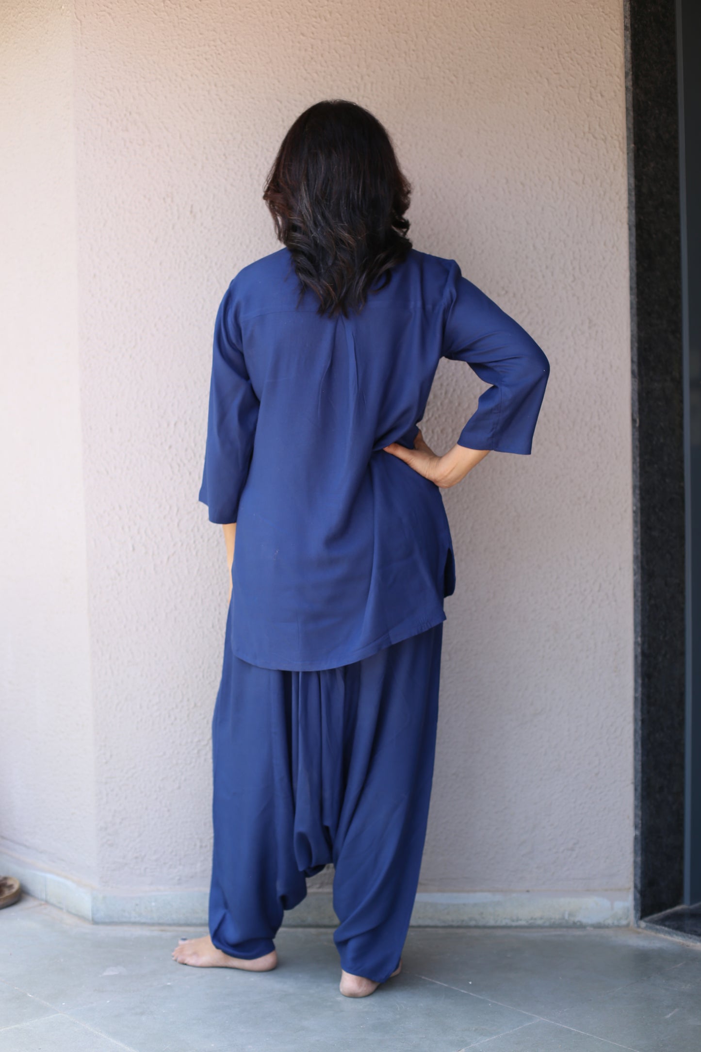 Blue top with dhoti