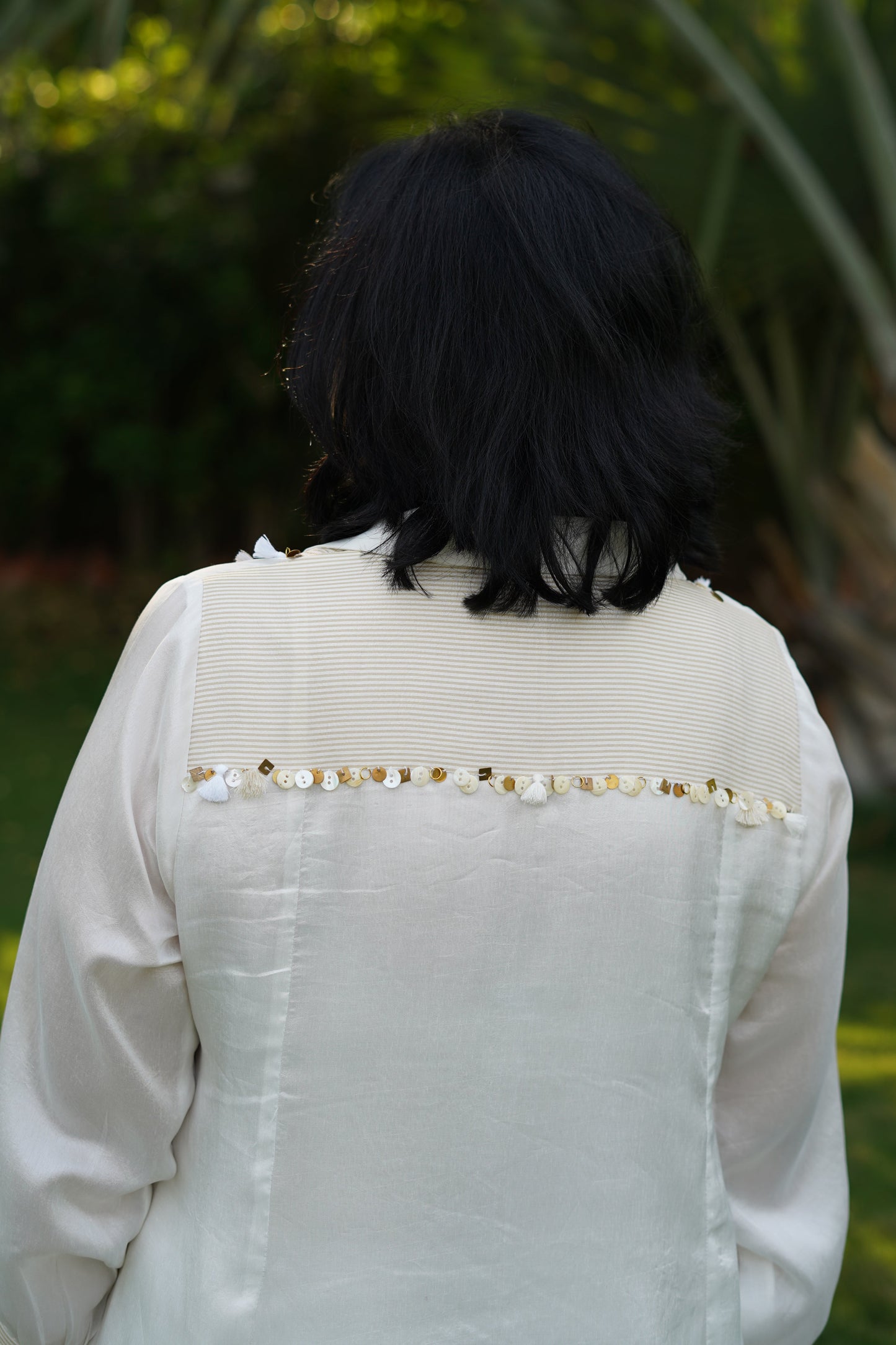 Silk dhoti set with coin work yoke