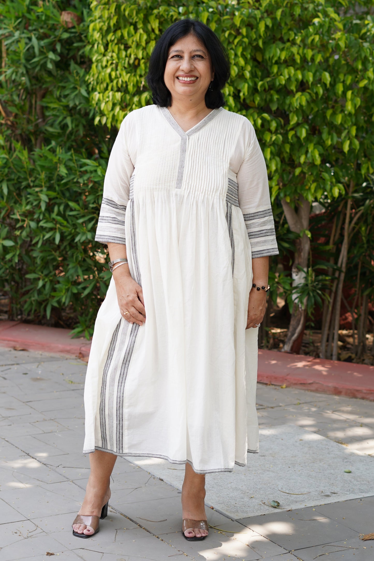 Plain stripes mix match kurta