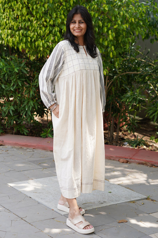 Kala cotton chex stripes mix match dress