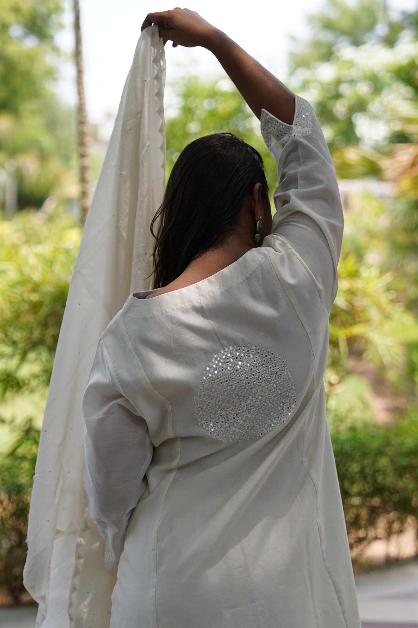 Chanderi kurta with mirror work